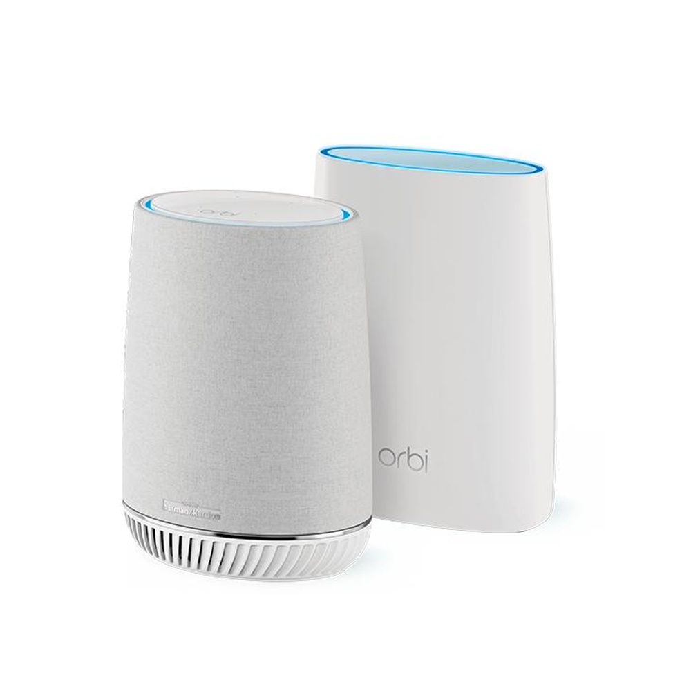 NETGEAR Orbi Tri-Band Whole Home Mesh WIFI System with Built-in Smart Speaker and 3Gbps Speed (RBK50V) เครื่องขยายสัญญาณ WiFi